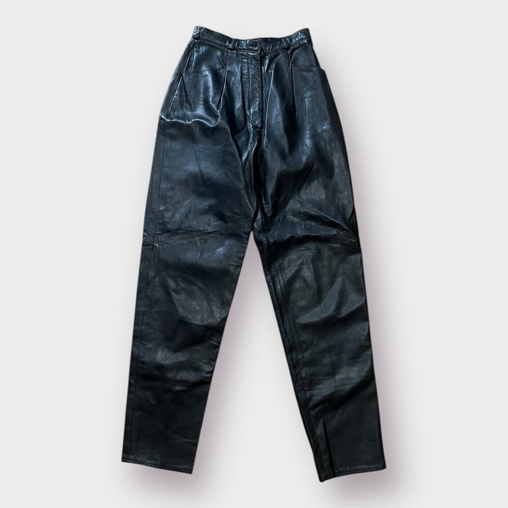 80s Vakko Black Leather Pants